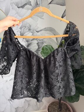 Forever 21 Black Lace Off-Shoulder Crop Top